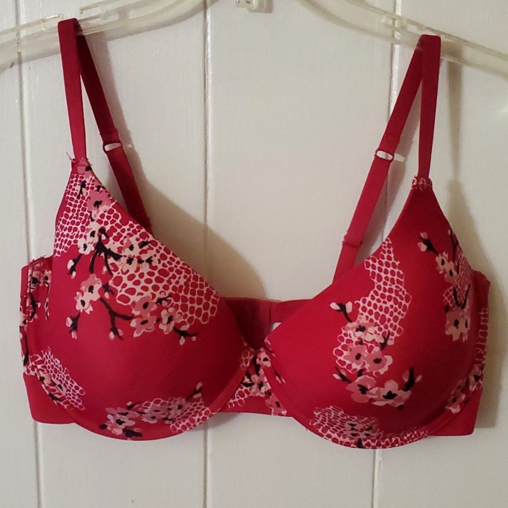 XOXO Padded Underwire Bra in Hot Pink Cherry Blossom, Size 38DD